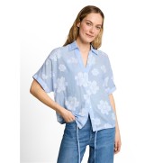 Tom Tailor dames blouse streep bloem Blauw Wit